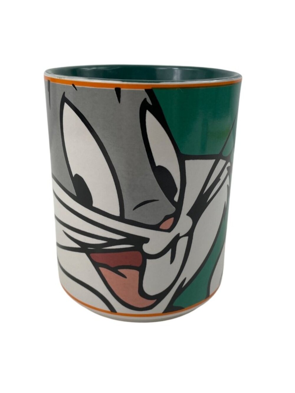 Bugs Bunny Coffee Mug 1998 Warner Bros Green Orange Cartoon Ceramic 4" Tall